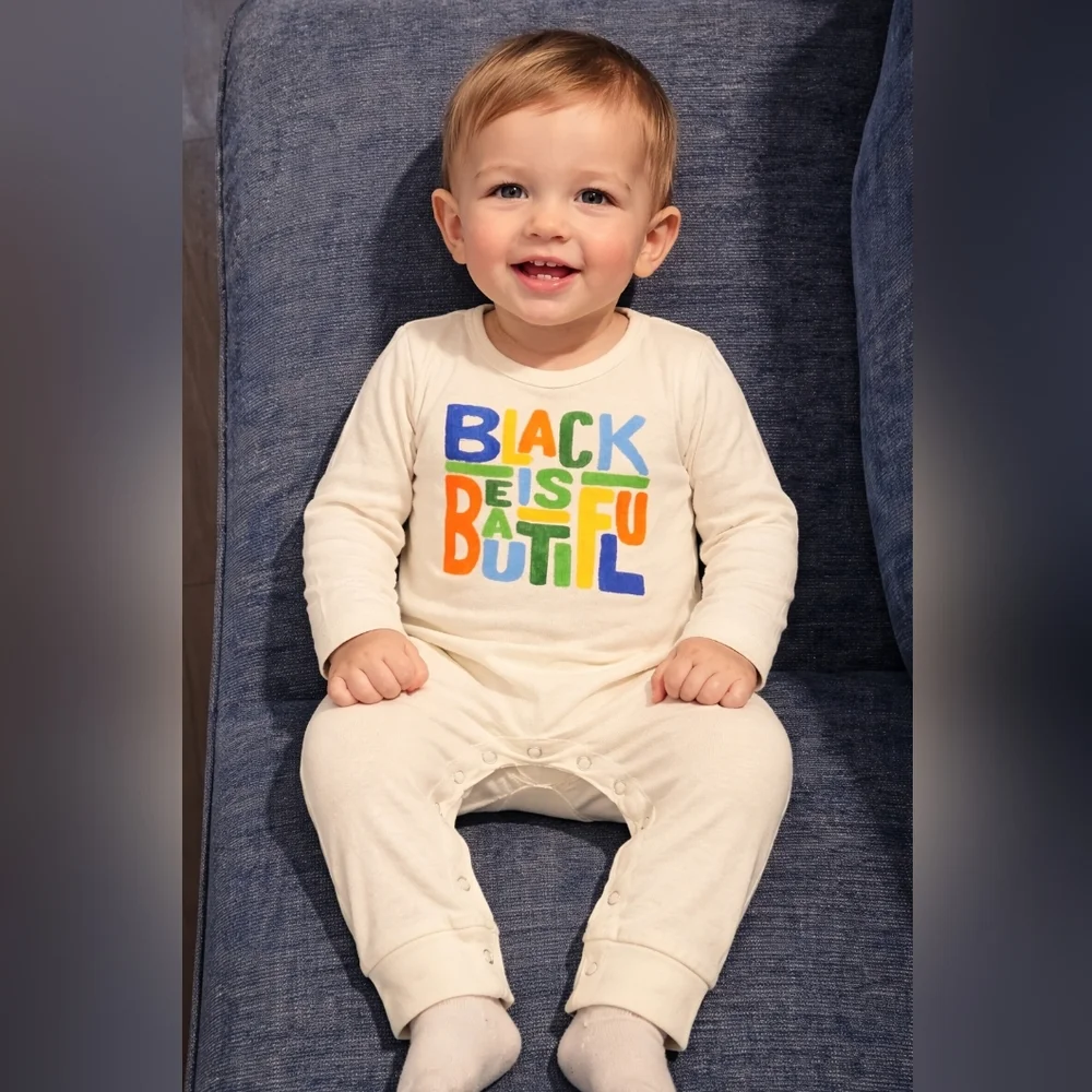Well Worn Baby Romper 18M “Black Is Beautiful” Long Sleeve Graphic Bodysuit